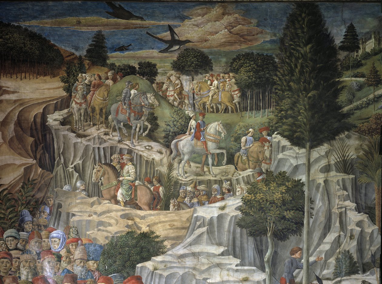 Mágusok körmenete Magnificent Laurenttel (freskó alkotó: Benozzo di Lese di Sandro Gozzoli