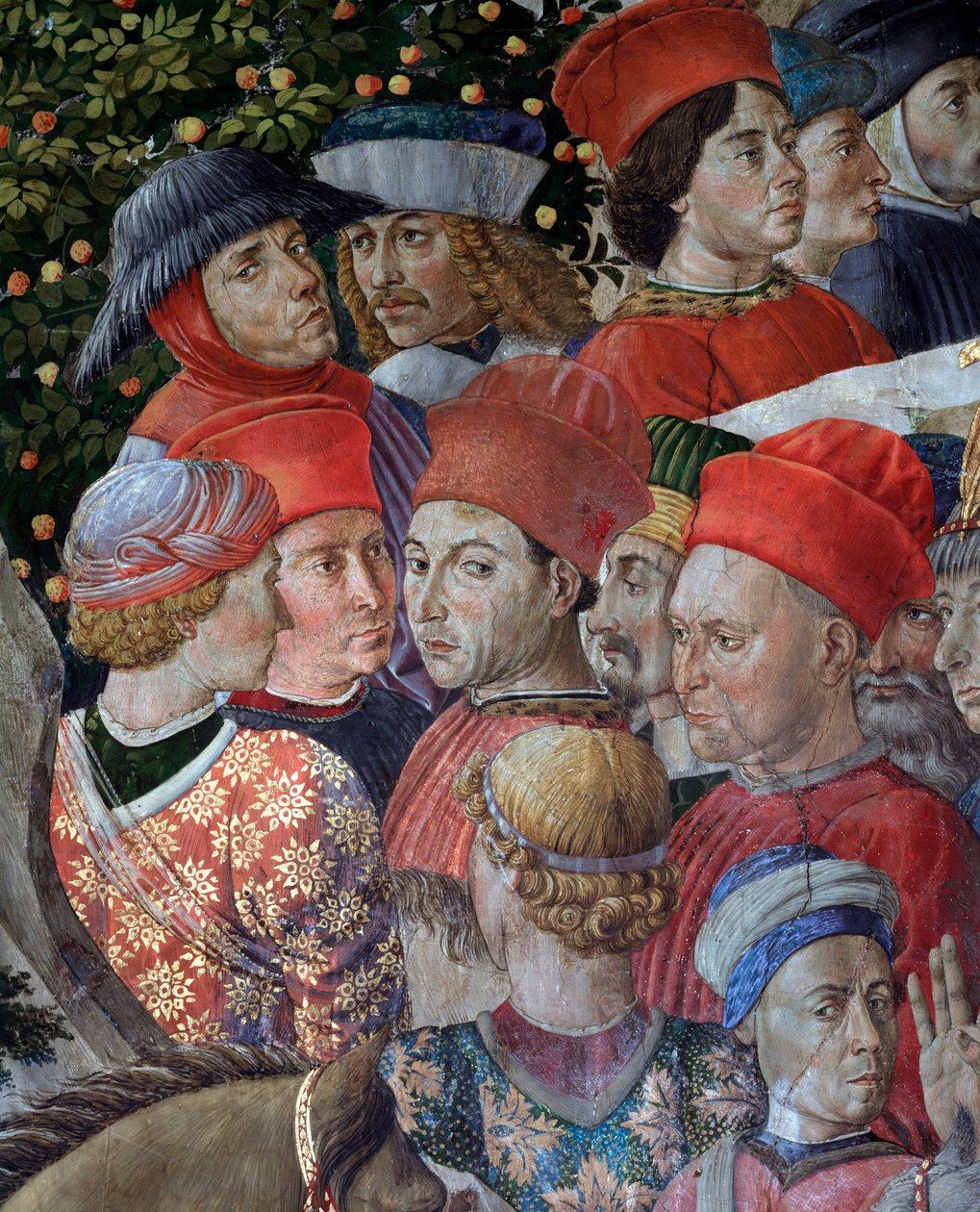 A jeruzsálemi mágusok mágusainak utazása Betlehemben "A mágusok utazása" vagy "A mágusok kavalkádja" (arcok részlete a mágusok kortezsében) Benozzo Gozzoli (1420-1497) freskója alkotó: Benozzo di Lese di Sandro Gozzoli