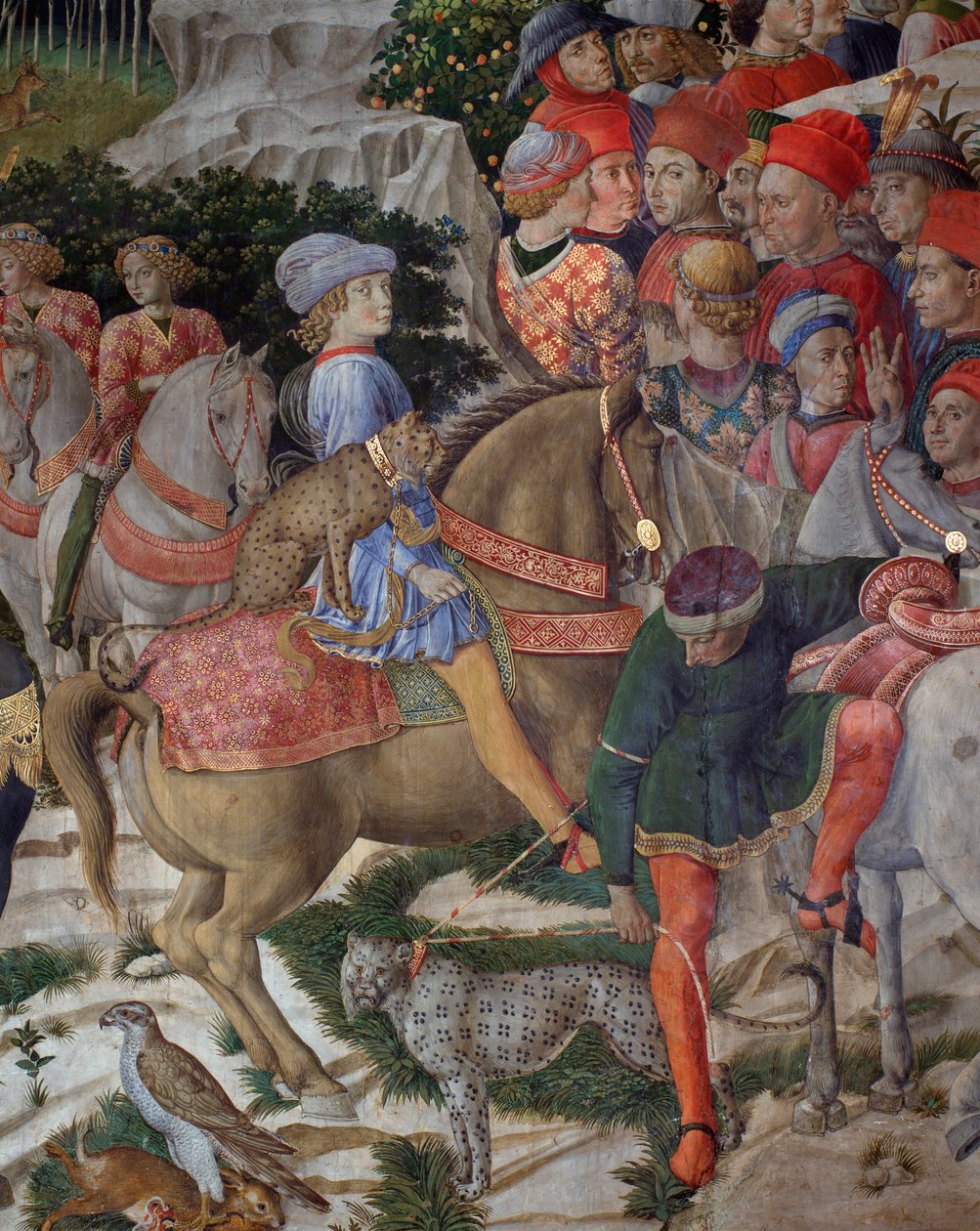 A jeruzsálemi mágusok mágusainak utazása Betlehembe olaszul „A mágusok utazása” vagy „A mágusok kavalkádja” „Részlet Julien de Medici (1453-1478) (Giuliano de 