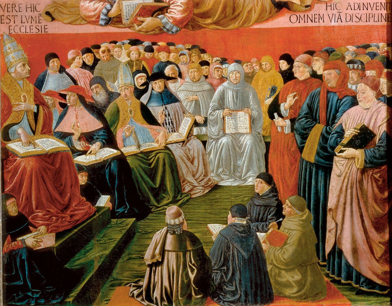 részlet Aquinói Szent Tamás diadalából alkotó: Benozzo di Lese di Sandro Gozzoli