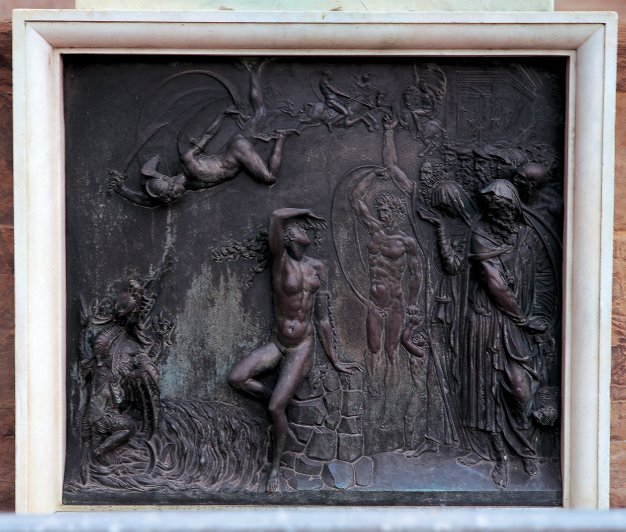 Az Andromédát megmentő Perszeust ábrázoló emléktábla, 1545-55 (bronz) alkotó: Benvenuto Cellini