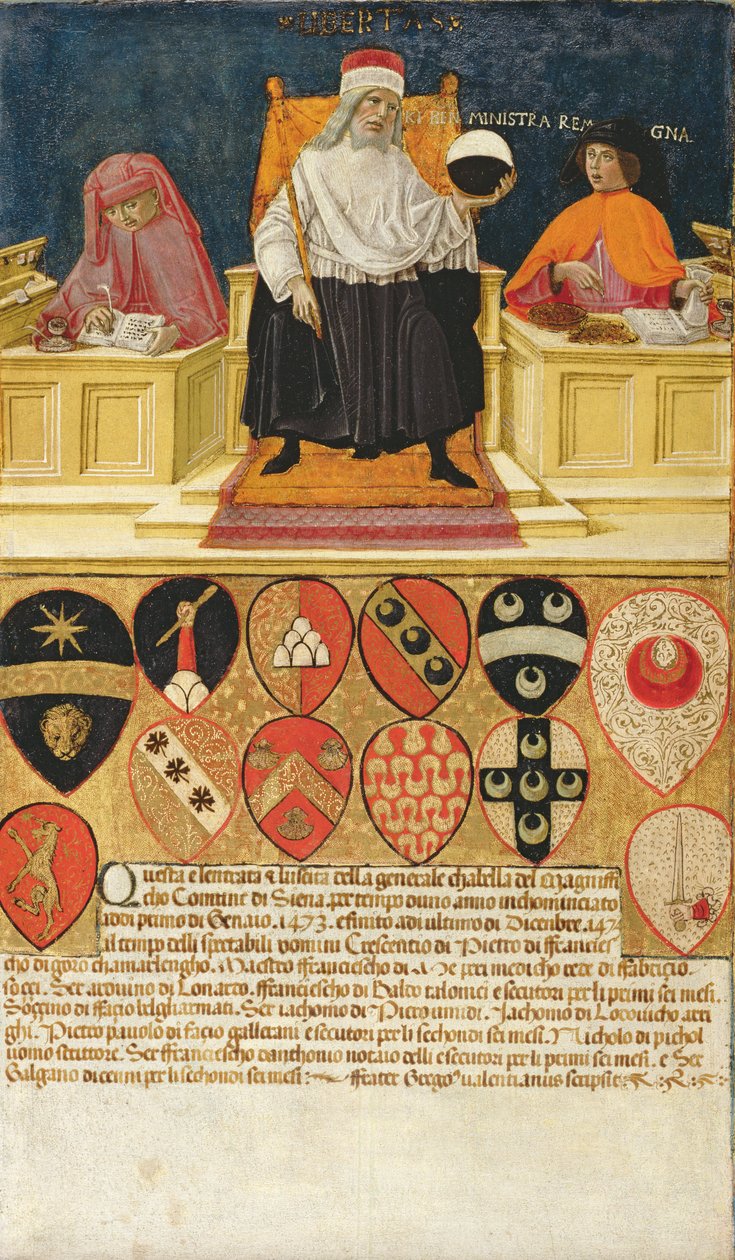 Jó kormányzás az államháztartási hivatalban, 1474 alkotó: Benvenuto di Giovanni