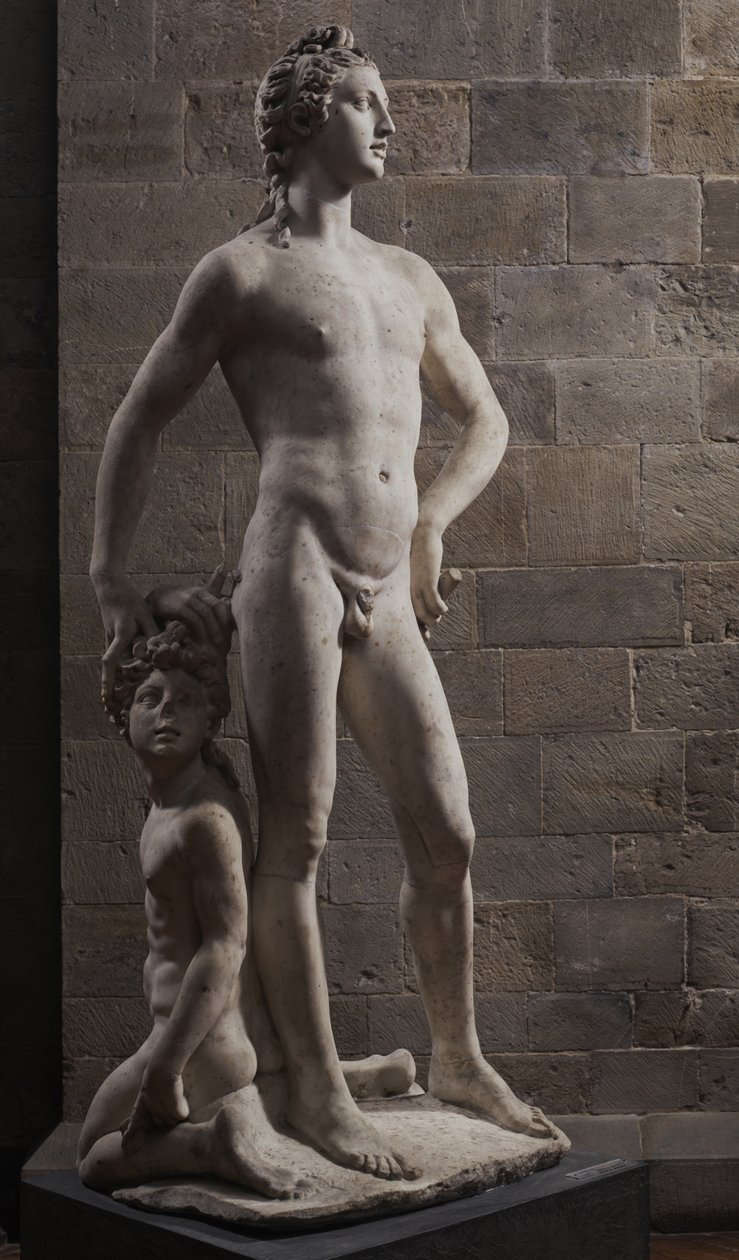 Apollón és Jácint, XVI. század második fele. alkotó: Benvenuto Cellini