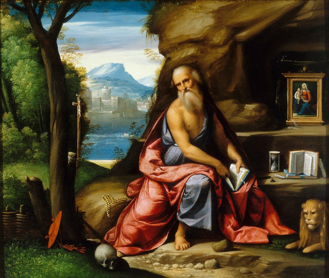 Szent Jeromos meditációja alkotó: Benvenuto Tisi