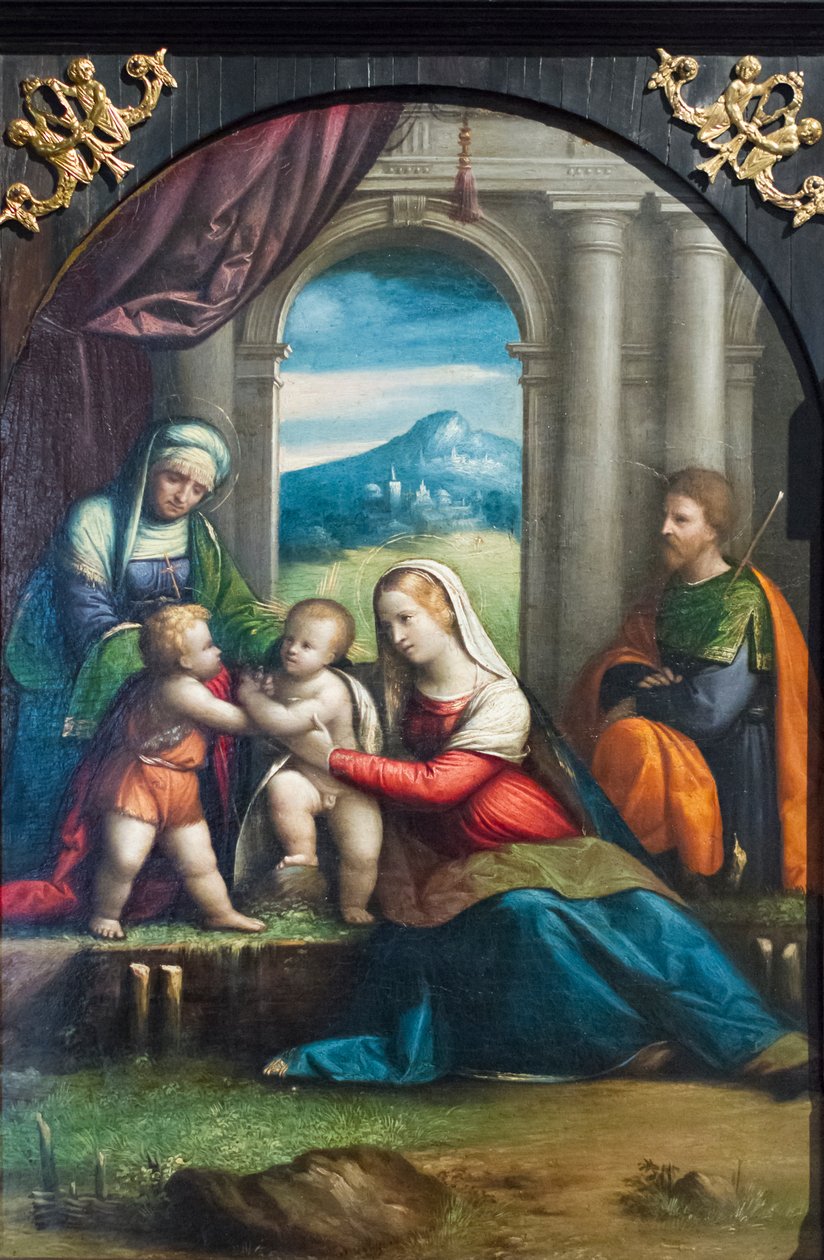 Szent család Szent Jánossal és Szent Erzsébettel alkotó: Benvenuto Tisi da Garofalo
