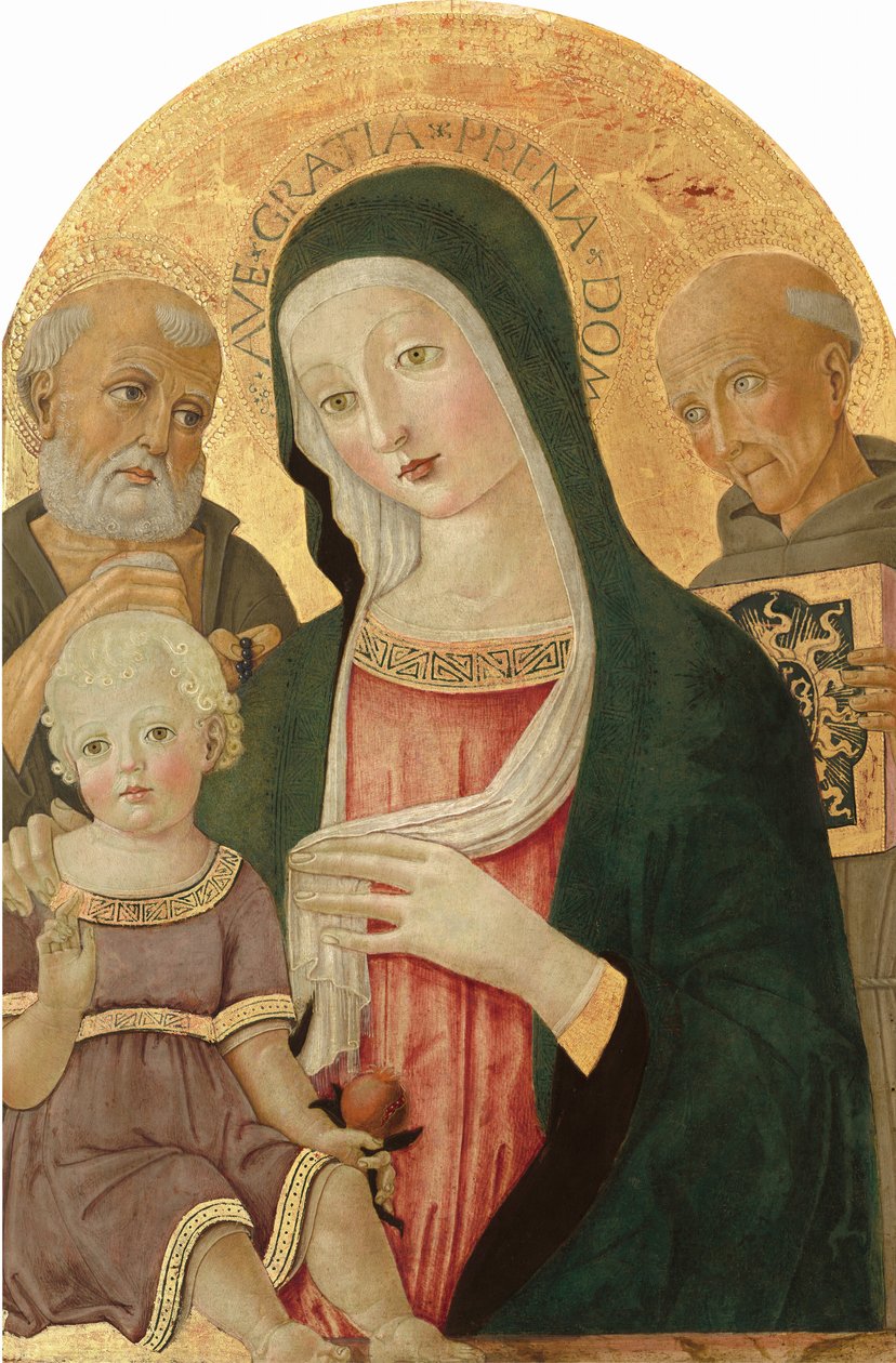 Madonna és gyermeke Sienai Szent Jeromossal és Szent Bernardinóval alkotó: Benvenuto di Giovanni