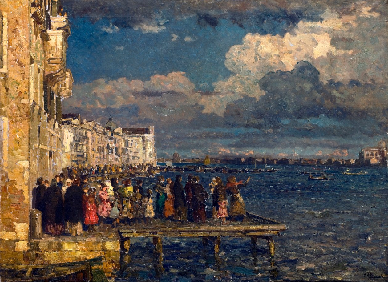 A velencei Festa del Redentore előkészületei Beppe Ciardi (1875-1932) festménye 1910-1915 Magántulajdonú gyűjtemény alkotó: Beppe Ciardi