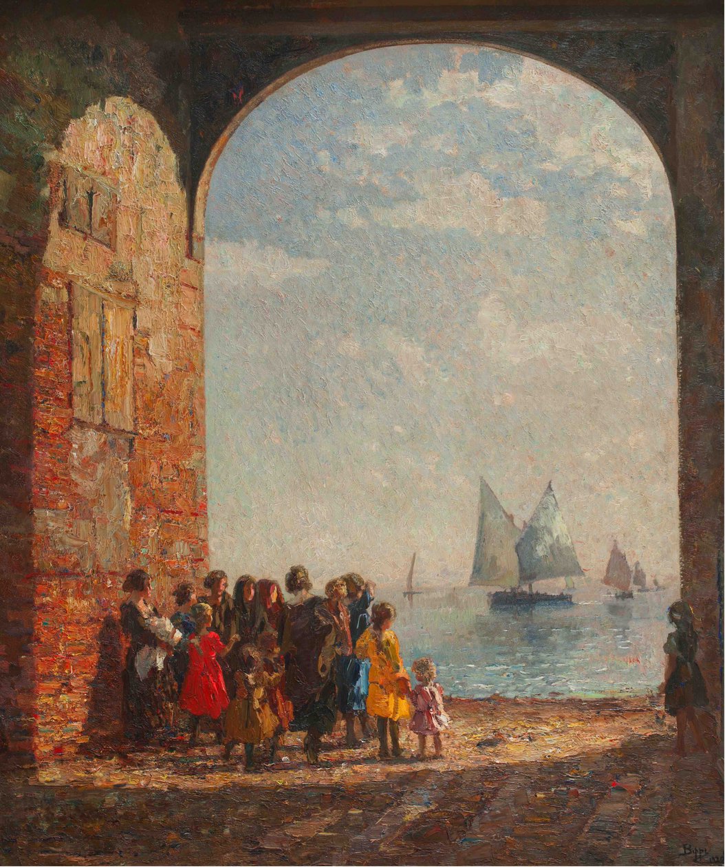 A halászhajók visszatérése, c. 1920. alkotó: Beppe Ciardi