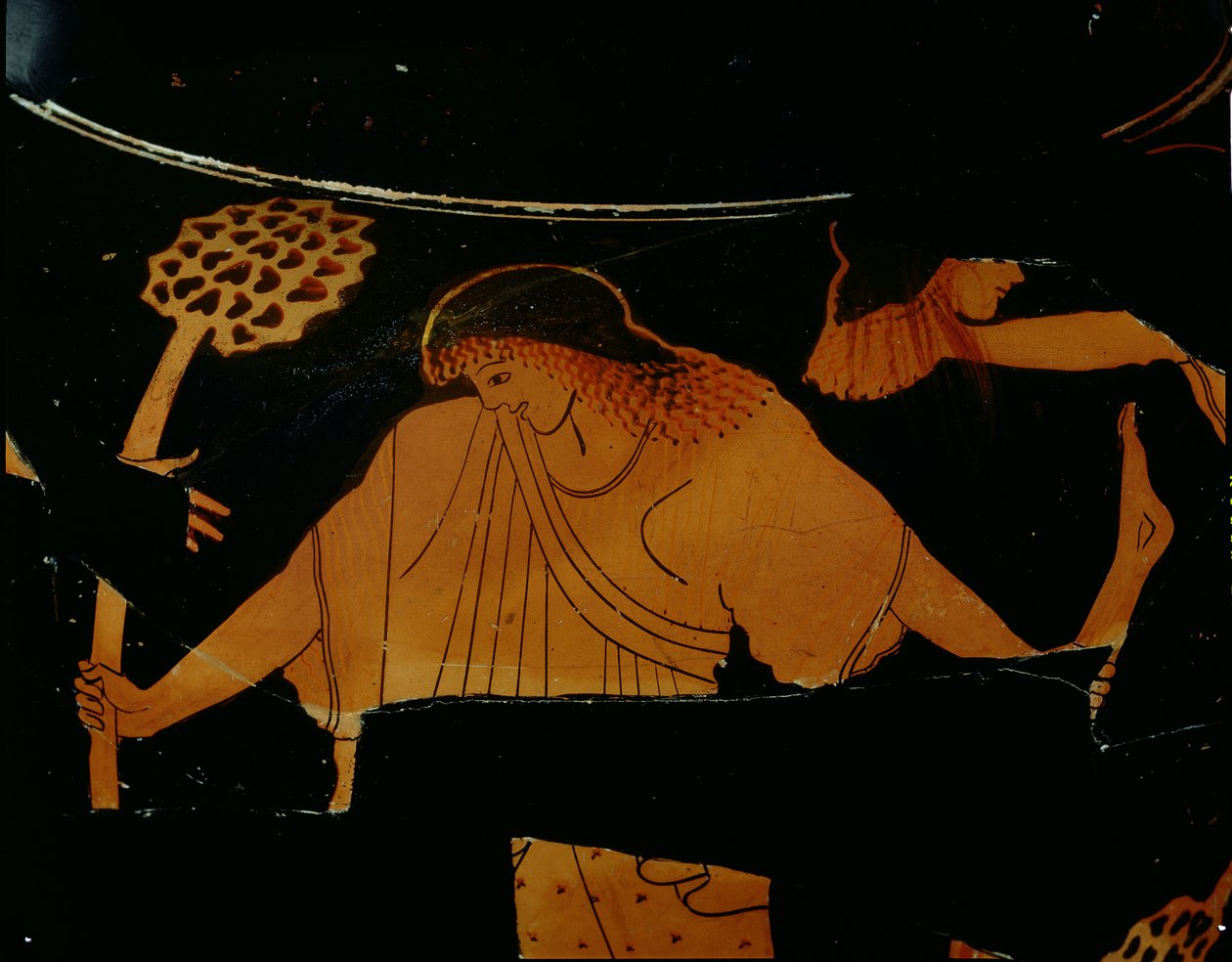 A tetőtéri vörös alakos stamnók egy pentheuszt széttépő maenad jelenetével díszítettek egy dionüszoszi áldozatban, Cerveteriben találtak, ie 490-480 körül (kerámia) alkotó: Berlin Painter