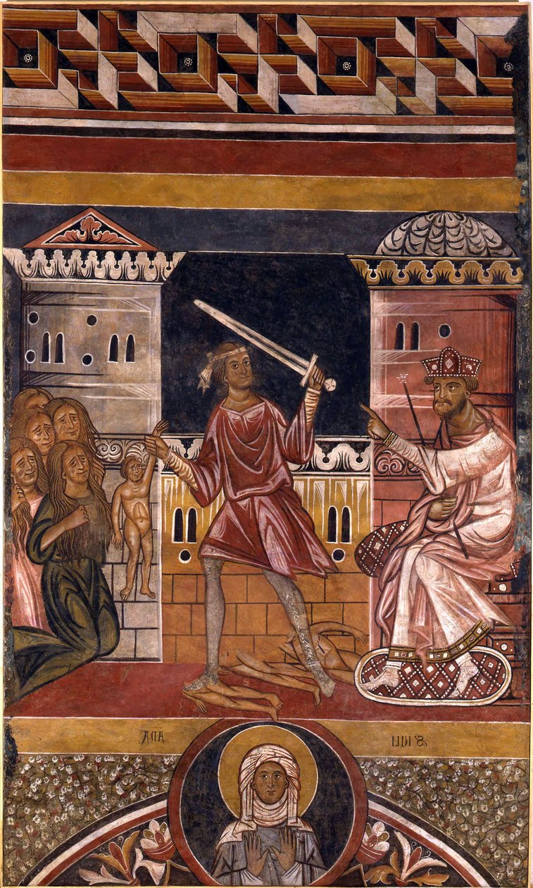 Az ártatlanok mészárlása par Berlinghieri, Berlinghiero (kb. 1175-1235 / 42). Freskó, mérete: 350x205, Santo Stefano-bazilika, Bologna alkotó: Berlinghiero (fl.1228 36) Berlinghieri