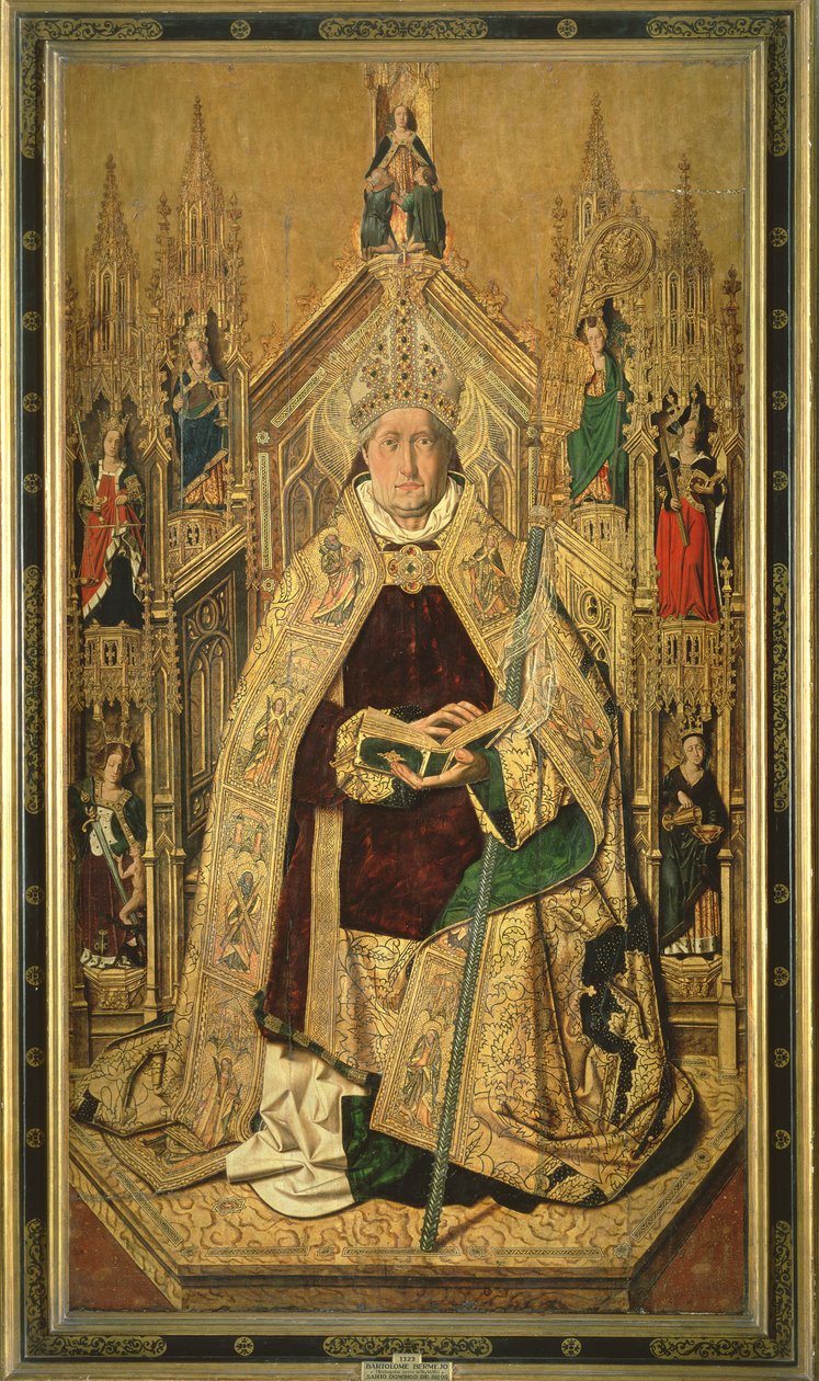 Szent Domonkos siloszi apátként trónolt, 1474 alkotó: Bartolomé Bermejo