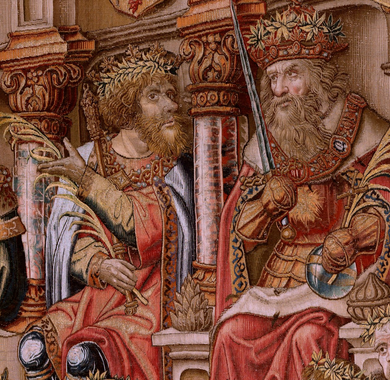 Flamand kárpit. A kitüntetések sorozat. Honor (El Honor). A sorozat második kárpitja. Modell karikaturisták Bernard van Orley és Jan Gossaert (Mabuse) köréből. Gyártás Pieter van Aelst, Brüsszel. Kb. 1550. Szövet Arany, ezüst, selyem és gyapjú. alkotó: Bernaert van (circle of) Orley