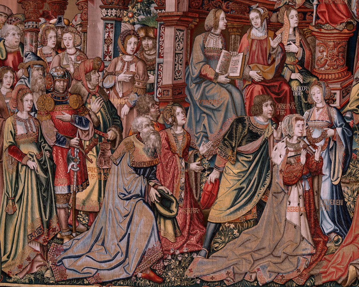 Flamand kárpit. A kitüntetések sorozat. Igazságszolgáltatás (La Justicia, Los Honores). Kilencedik kárpit a sorozatban. Modell karikaturisták Bernard van Orley és Jan Gossaert (Mabuse) köréből. Gyártás Pieter van Aelst, Brüsszel. 1550 körül. Szövet Arany,  alkotó: Bernaert van (circle of) Orley