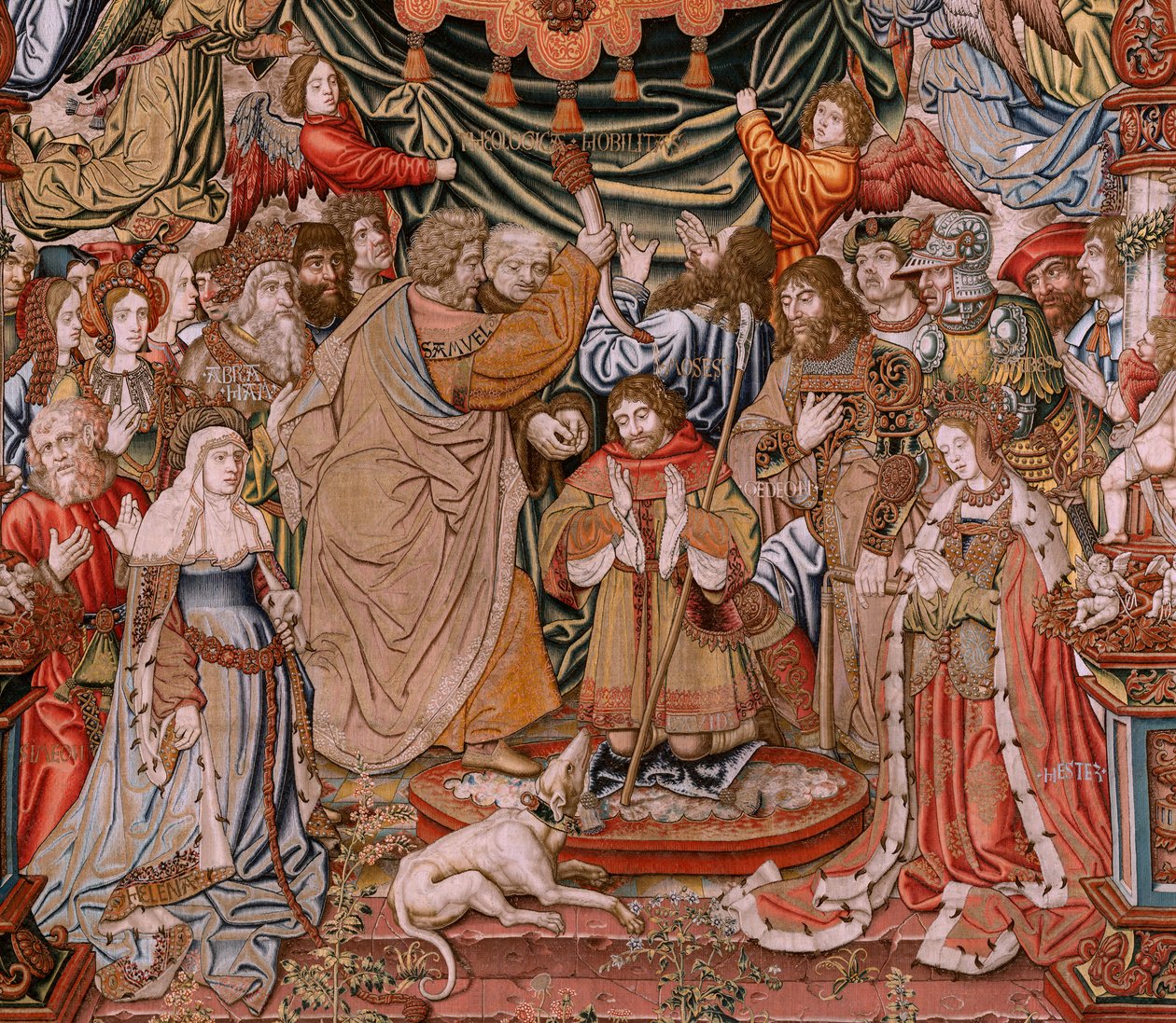 Flamand kárpit. Sorozat The Honours; Nemesség (La Nobleza). A sorozat negyedik kárpitja. Modell karikaturisták Bernard van Orley és Jan Gossaert (Mabuse) köréből. Gyártás Pieter van Aelst, Brussels.Ca 1550. Szövet Arany, ezüst, selyem és gyapjú alkotó: Bernaert van (circle of) Orley