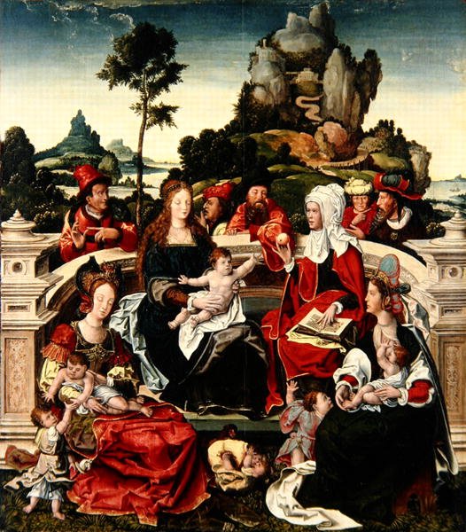 A Szent rokonság (olaj a panelen) alkotó: Bernaert van (circle of) Orley