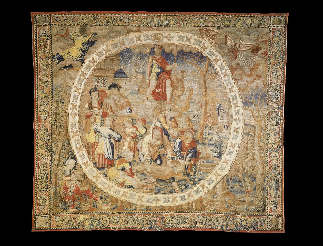 December hónapot ábrázoló brüsszeli allegorikus kárpit a „The Medallion Months” című művéből, 1525 körül alkotó: Bernaert van Orley