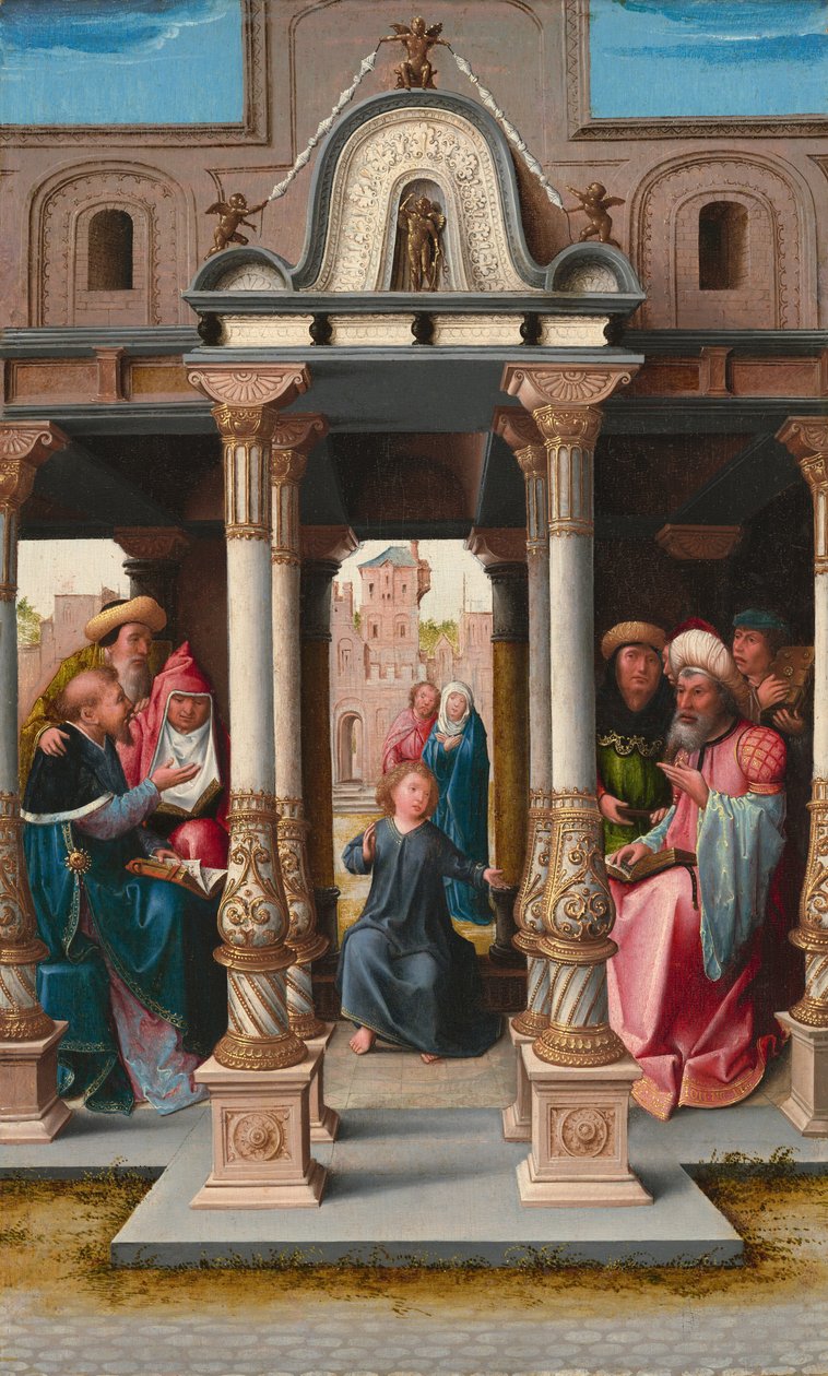 Krisztus az orvosok között [előlap], c. 1513. alkotó: Bernaert van Orley