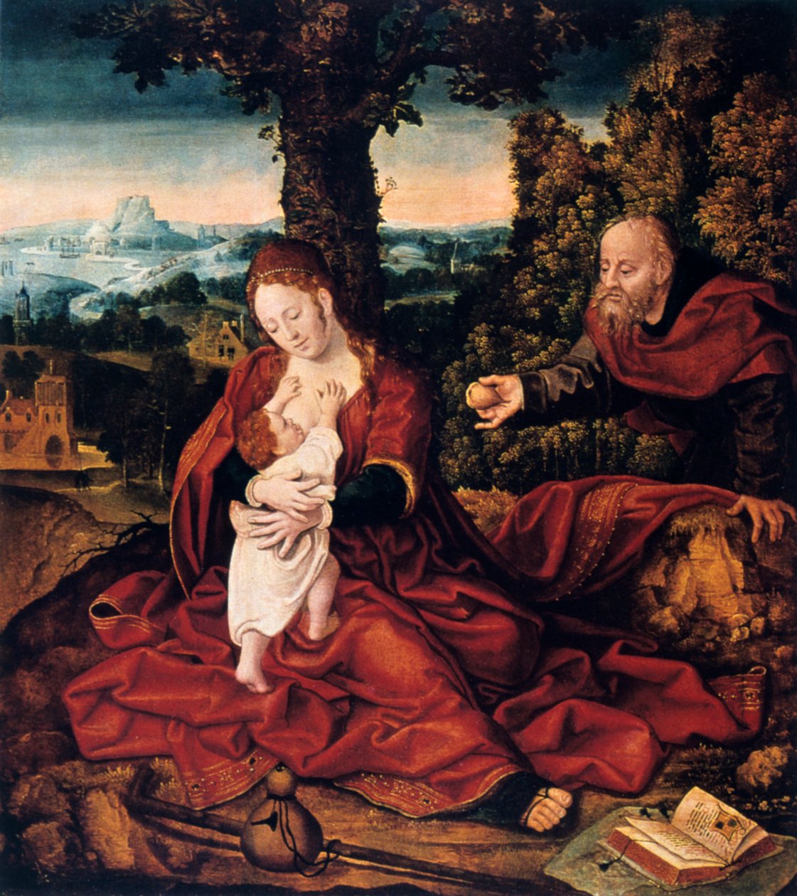 A pihenés az egyiptomi repülésben, 16. század. alkotó: Bernard van Orley