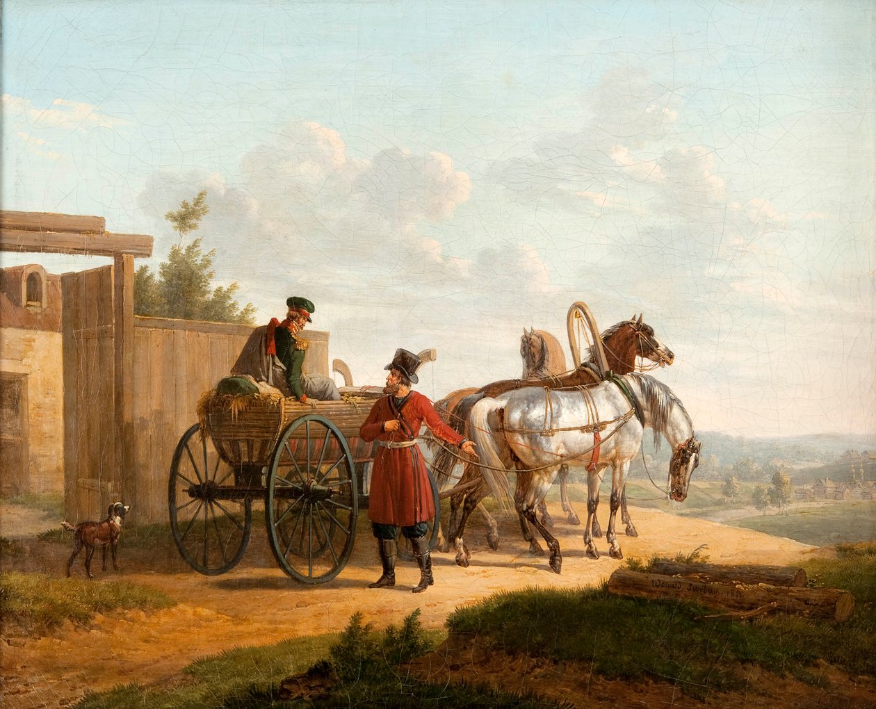 Egy farm bejárata Oroszországban alkotó: Bernard Edouard Swebach