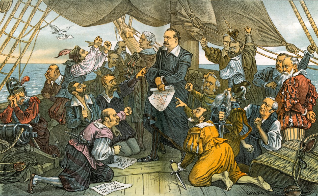 Columbus Cleveland és lázadó legénysége - Ez a hajó nem fordul vissza! 1885 alkotó: Bernard Gillam