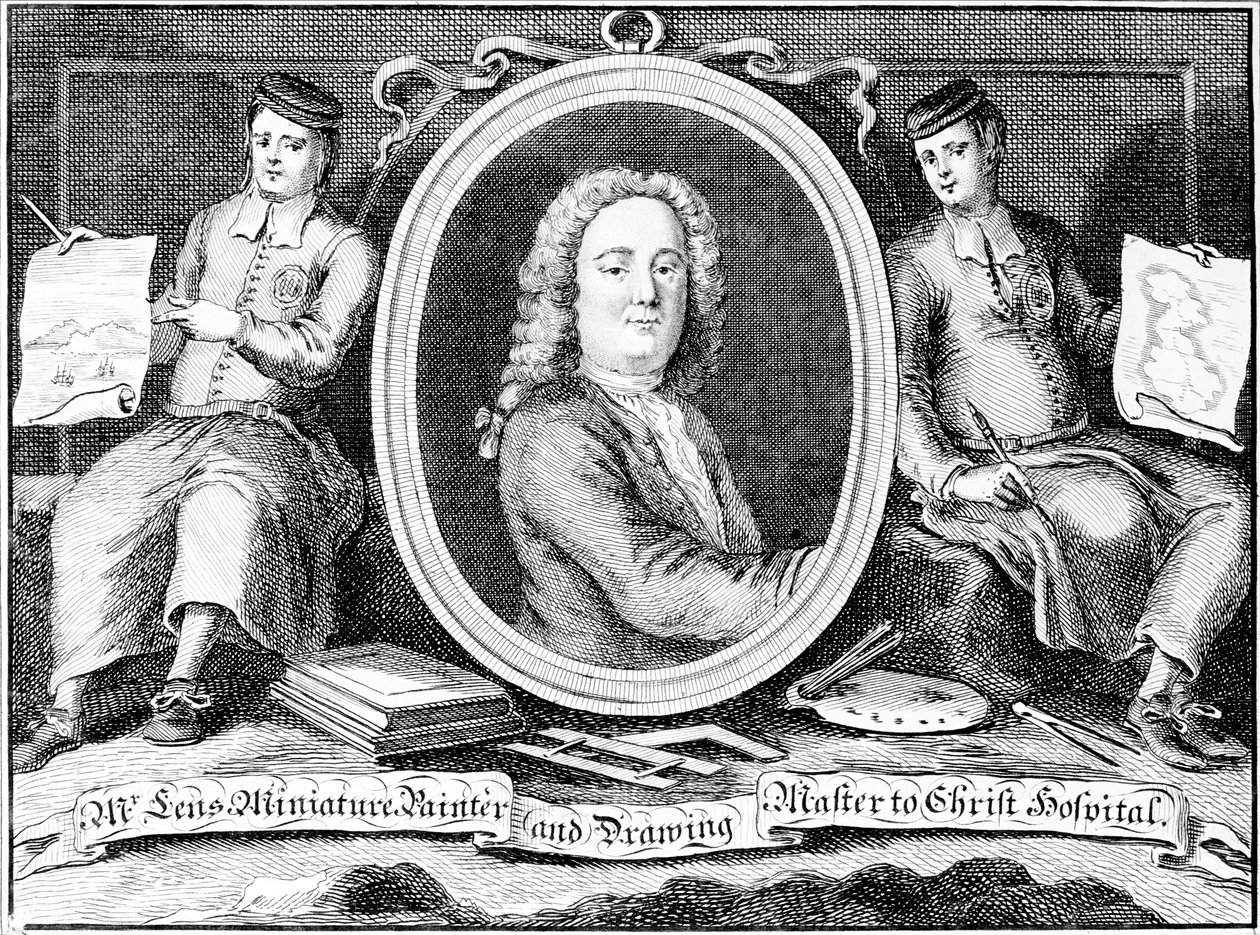 Bernard Lens III. névjegykártya, Louis Philippe Boitard metszete. alkotó: Bernard Lens