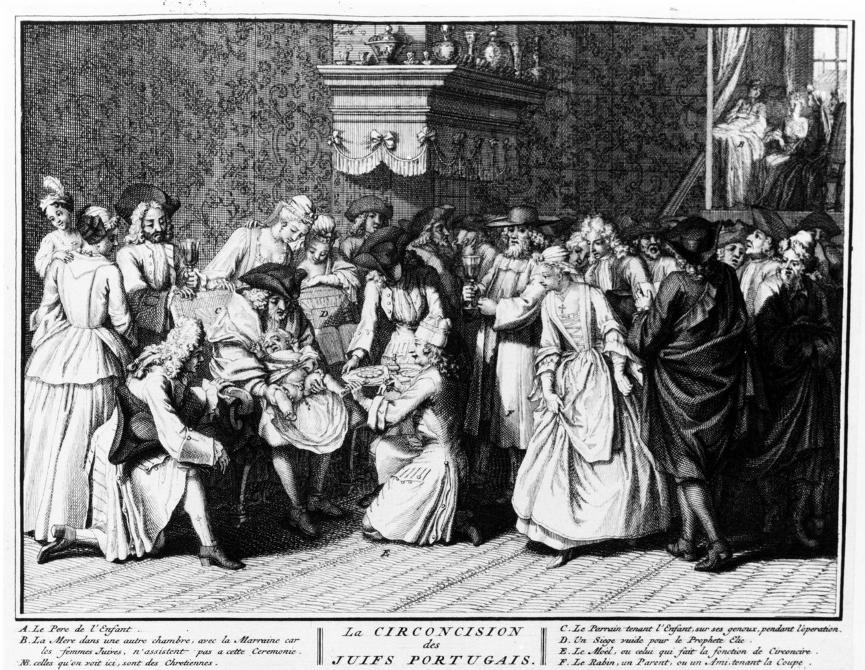 Körülmetélési szertartás a portugál zsidók között, 1725 alkotó: Bernard Picart