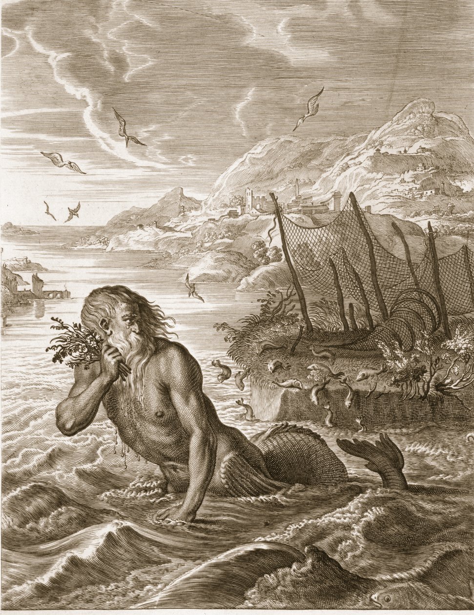 Glaucus tengeri istenné változott, 1731 alkotó: Bernard Picart