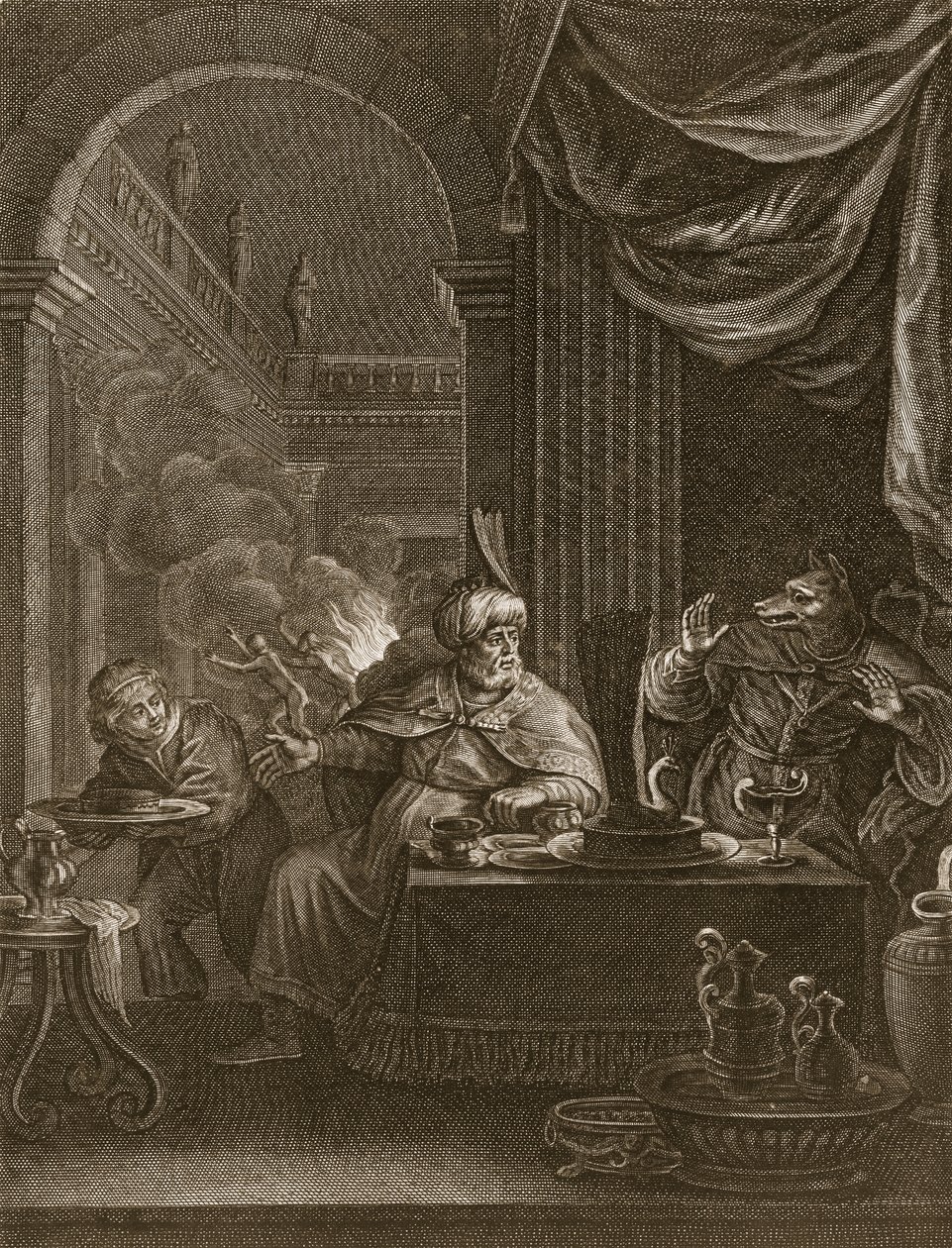 Farkassá átalakult Lycaon, 1731 alkotó: Bernard Picart