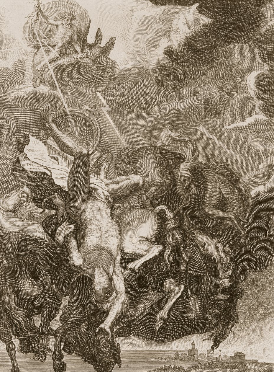 Phaetont leütötte a Jupiter villámcsapása, 1731 alkotó: Bernard Picart