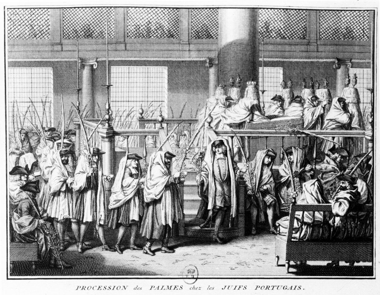 Pálmás körmenet ((Hoschana Rabah) a portugál zsidóknál a sátoros ünnepen, 1725 alkotó: Bernard Picart
