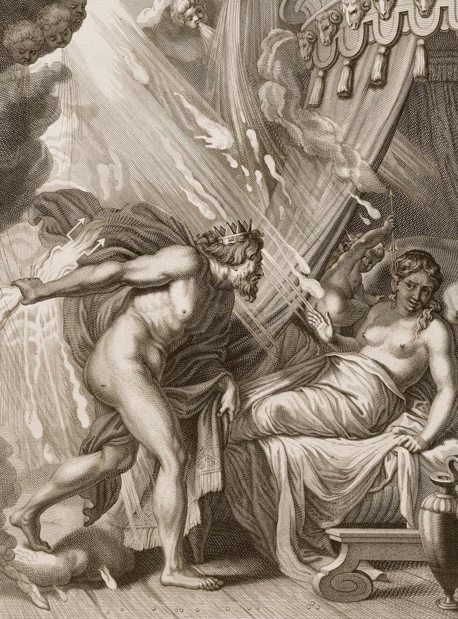 Semelét felemészti a Jupiter tüze, 1731 alkotó: Bernard Picart