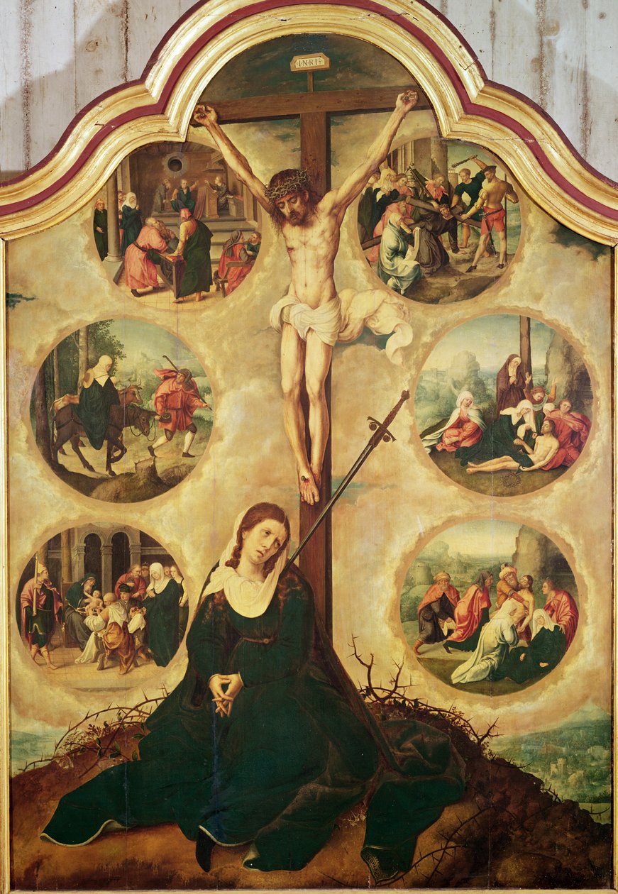 A Szűz hét bánatát ábrázoló triptichon központi táblája, 1520-35 alkotó: Bernard van Orley