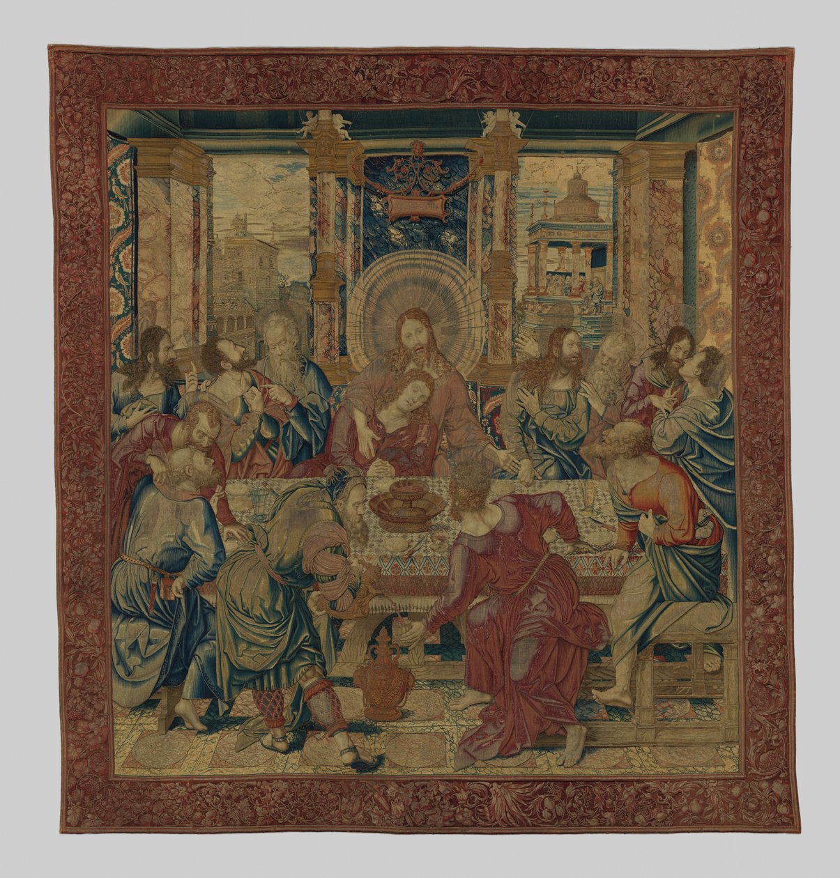 Utolsó vacsora, 1525-28 körül (gyapjú, selyem, ezüst-aranyozott cérna) alkotó: Bernard van after Orley