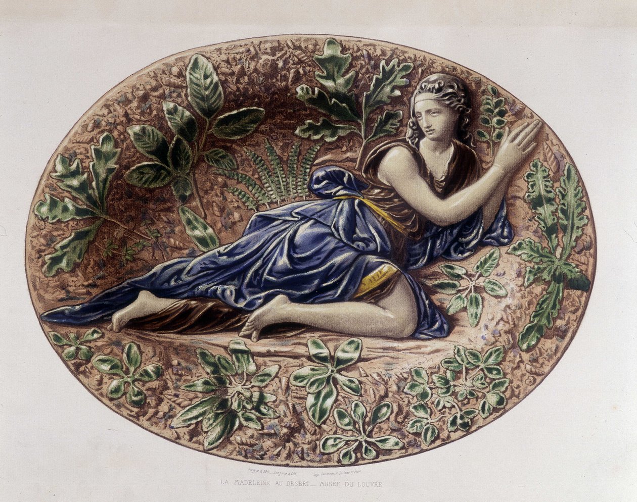 Madeleine au désert – Plat céramique, C. Delange és C. Borneman „” Bernard Palissy munkája” c. alkotó: Bernard (after) Palissy
