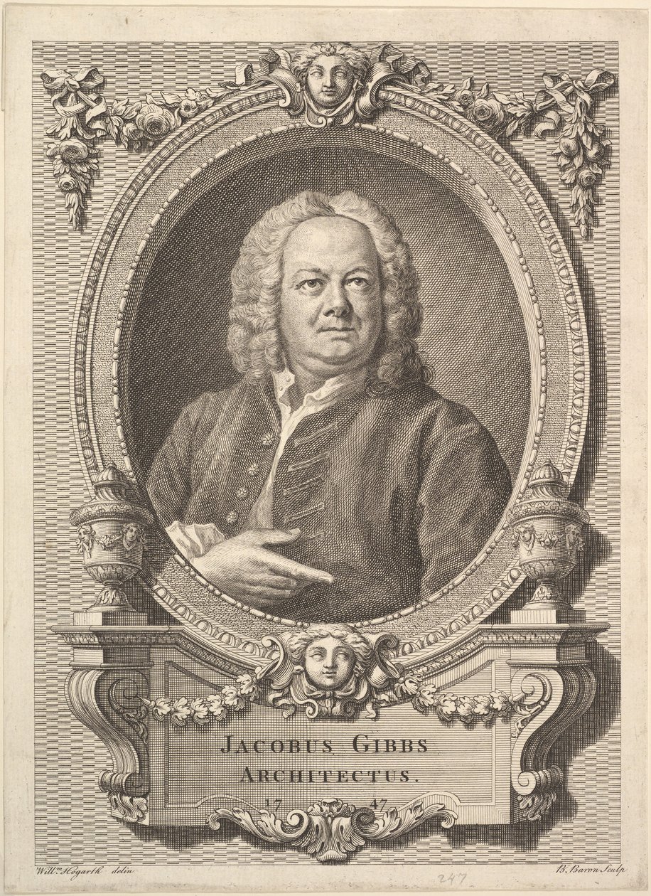 James Gibbs, építész, 1747. alkotó: Bernard Baron