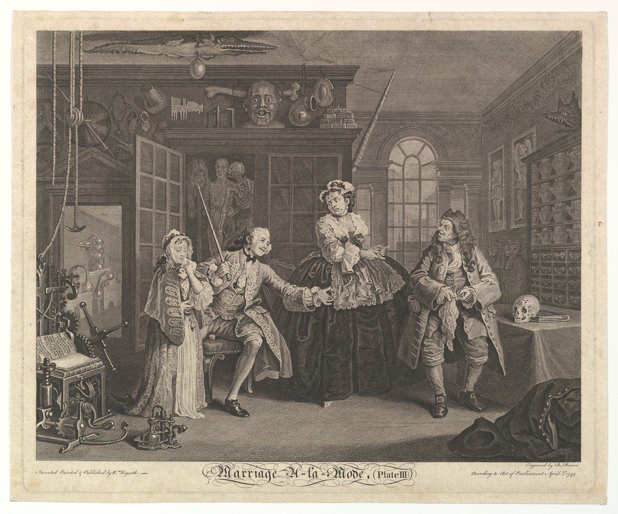 Házasság A-la-Mode, III. tábla, 1745. április. alkotó: Bernard Baron