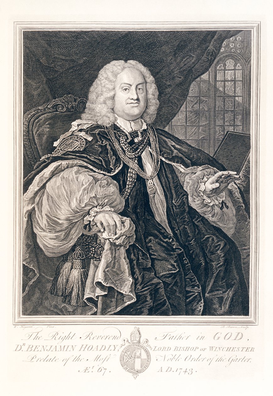 Dr. Benjamin Hoadly, Winchester püspökének portréja, 1743. alkotó: Bernard Baron
