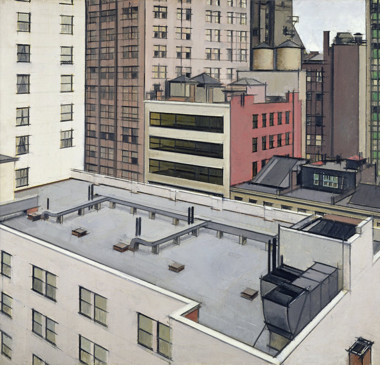 New York-i háztetők, 1930 körül (olaj, vászon) alkotó: Bernard Boutet de Monvel