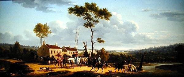 Utazók lóháton egy tájban (olaj, vászon) alkotó: Bernard Edouard Swebach