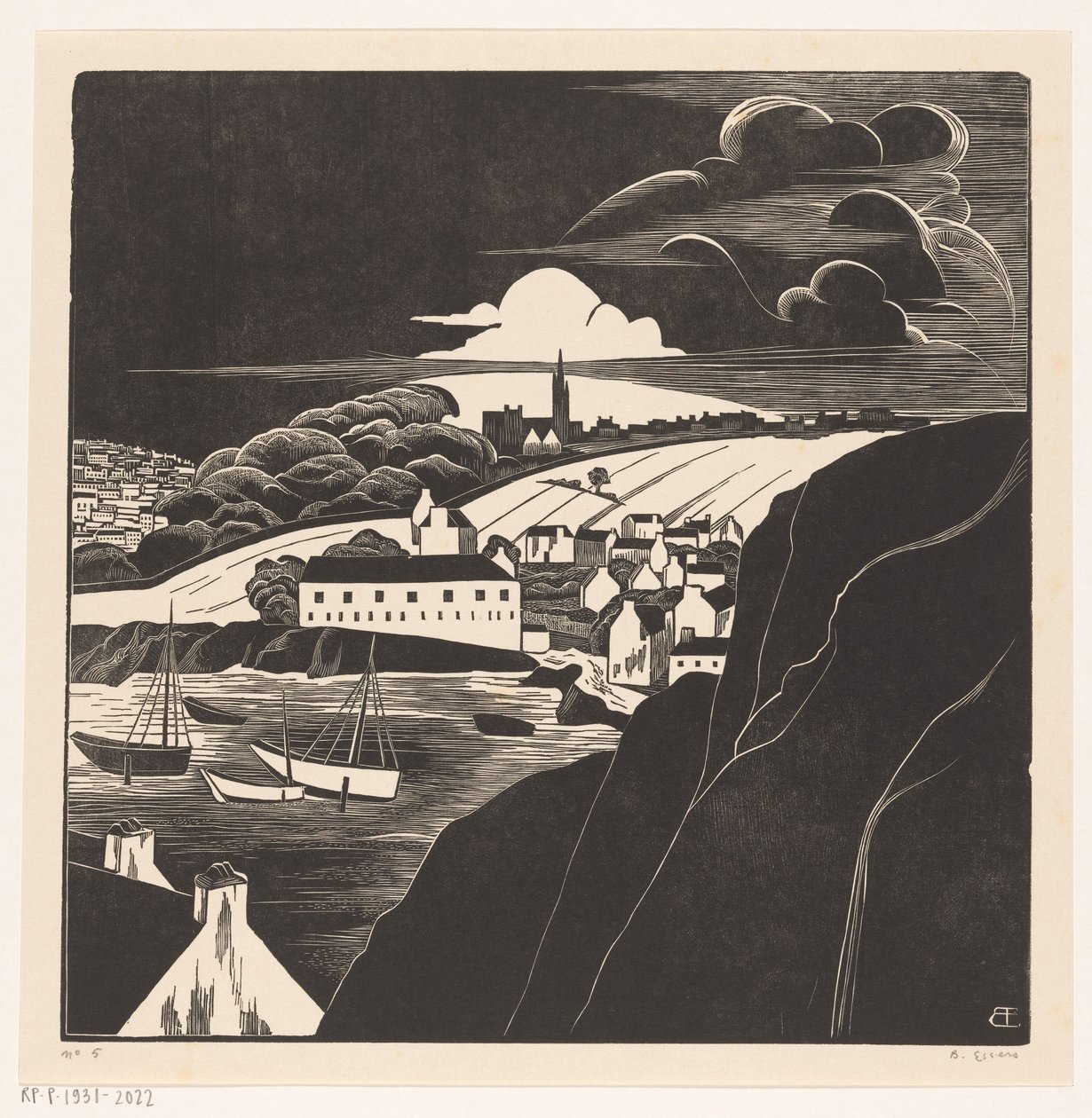 Kikötő apálykor (eredeti cím az objektumon) alkotó: Bernard Essers (signed by artist)