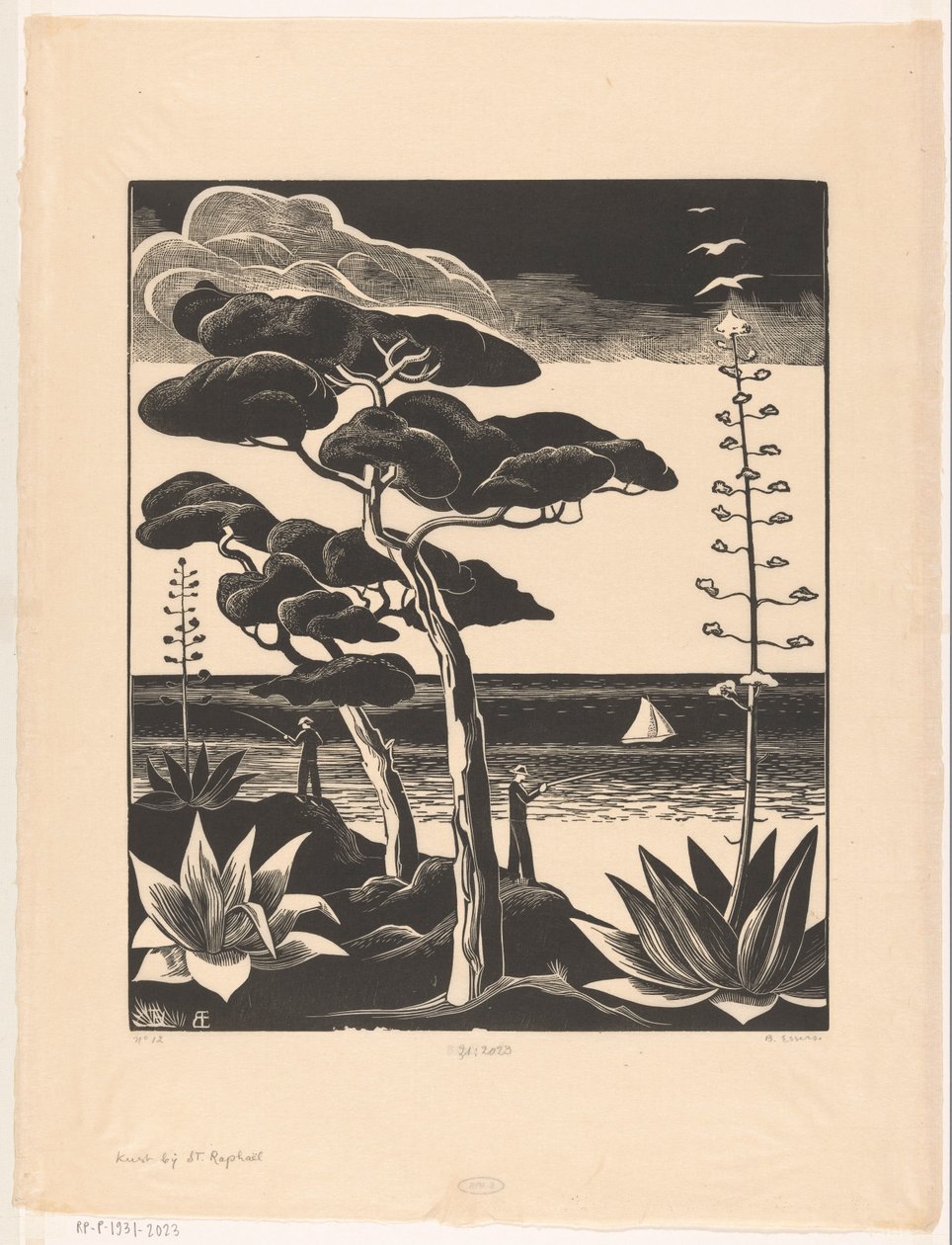Tengerpart Saint-Raphaëlnél (eredeti cím az objektumon) alkotó: Bernard Essers (signed by artist)