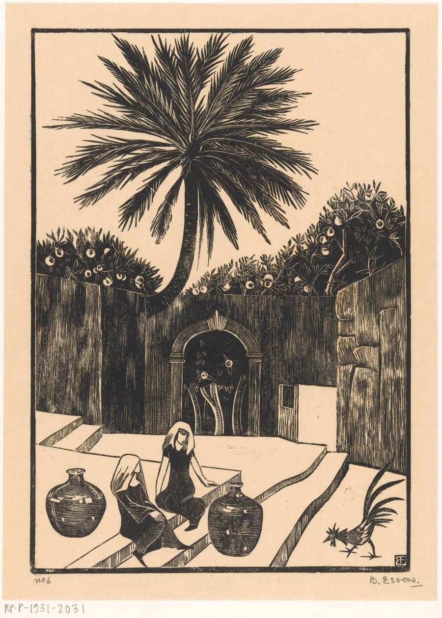 Utca lépcsőkkel Taorminában, Szicíliában alkotó: Bernard Essers (signed by artist)