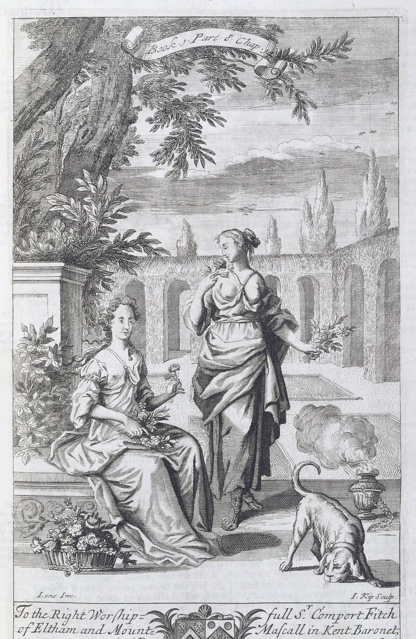 A szaglás etikája, illusztráció Anthony Le Grand "A filozófia alapelvei" 1. könyvének 8. részének 14. fejezetéből, Johannes Kip (165253-1722) metszete, 1694. alkotó: Bernard III Lens