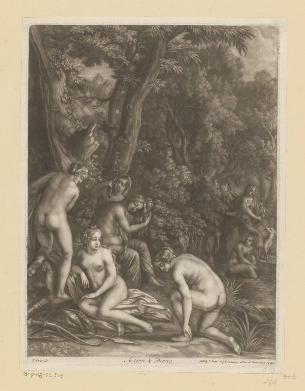 Actaeon és Diana Actaeon és Diana (cím a tárgyon) alkotó: Bernard Lens (I)