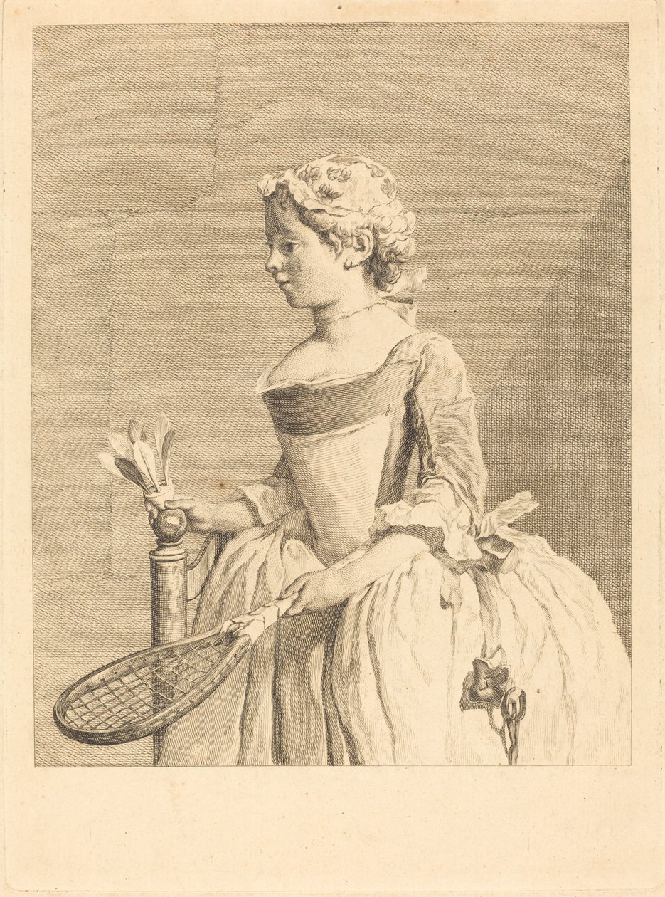 Fiatal lány a volánnál (Fiatal lány raguette-vel) alkotó: Bernard Lépicié after Jean Siméon Chardin