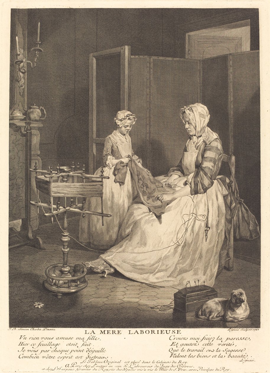 A szorgalmas anya alkotó: Bernard Lépicié after Jean Siméon Chardin