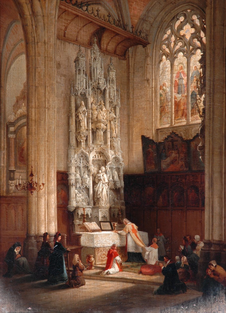 A Szent Waudru-templom belseje, Mons alkotó: Bernard Neyt