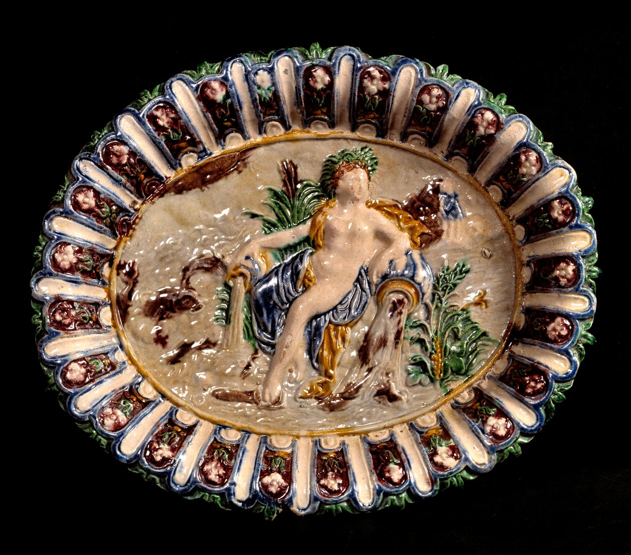 A víz allegóriája Kerámia mázas agyagban, Bernard Palissy (1510-1589) alkotó: Bernard Palissy