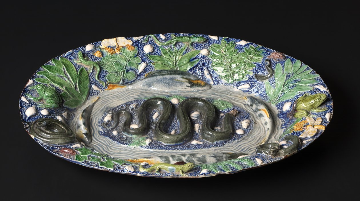Rusztikus tál, 1500-as évek vége. alkotó: Bernard Palissy