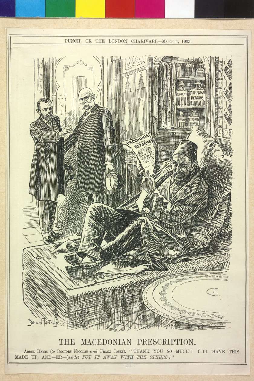 I. Ferenc József osztrák császár és II. Miklós karikatúrája alkotó: Bernard Partridge
